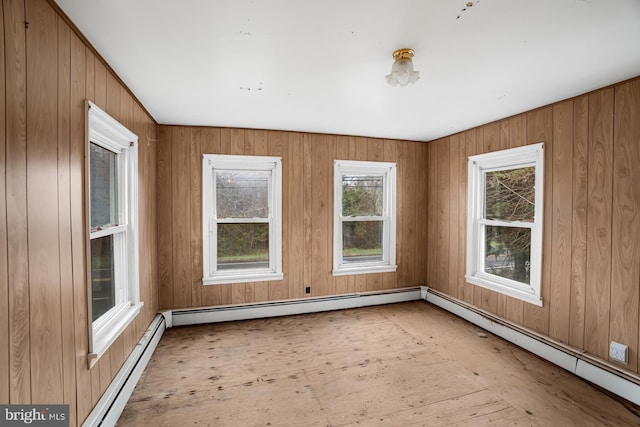 611-615 S New York Rd, Absecon, NJ 08205 - empty room featuring a baseboard radiator, baseboard heating, and wood walls