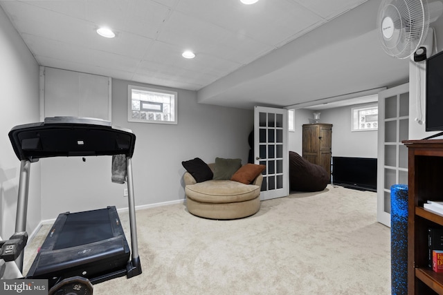 8 Pheasant Run Ct, Lutherville Timonium, MD 21093 - exercise area featuring carpet, plenty of natural light, recessed lighting, and baseboards