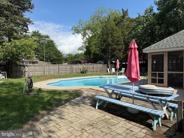 714 W St, Laurel, DE 19956 - view of swimming pool with a patio and an outdoor structure
