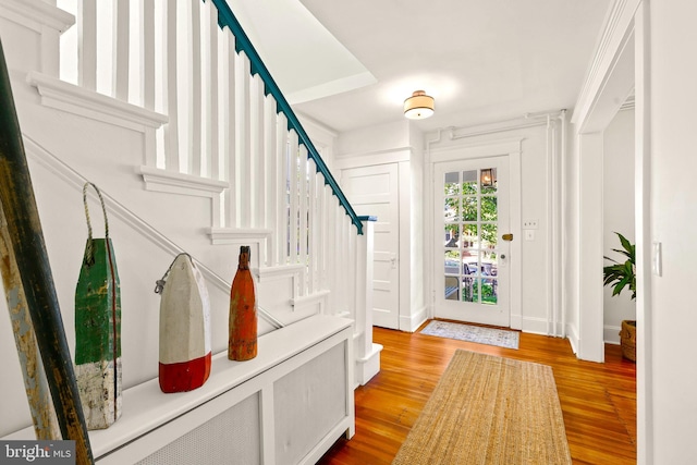 46 Murray Ave, Annapolis, MD 21401 - foyer featuring stairs, wood finished floors, and baseboards