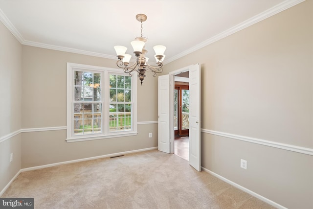 10007 Marshall Pond Rd, Burke, VA 22015 - empty room featuring a chandelier, baseboards, ornamental molding, and carpet
