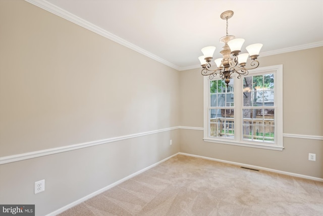 10007 Marshall Pond Rd, Burke, VA 22015 - empty room with a chandelier, baseboards, crown molding, and carpet
