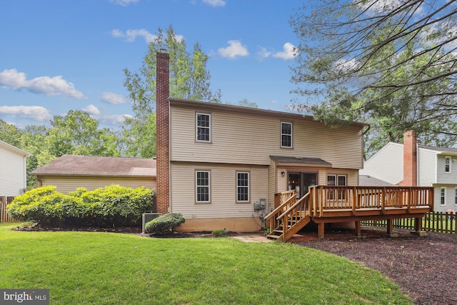 10007 Marshall Pond Rd, Burke, VA 22015 - back of house featuring a deck, a chimney, and central AC