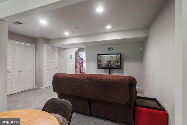 7163 Deep Falls Way Unit 139, Elkridge, MD 21075 - living area featuring carpet, recessed lighting, stairway, and baseboards