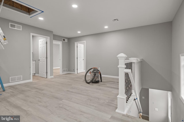 1500A Embassy, Harrisburg, PA 17109 - recreation room featuring attic access, baseboards, light wood-style floors, and recessed lighting