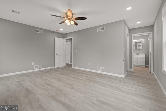 1500A Embassy, Harrisburg, PA 17109 - empty room with a ceiling fan, baseboards, light wood finished floors, recessed lighting, and a sink