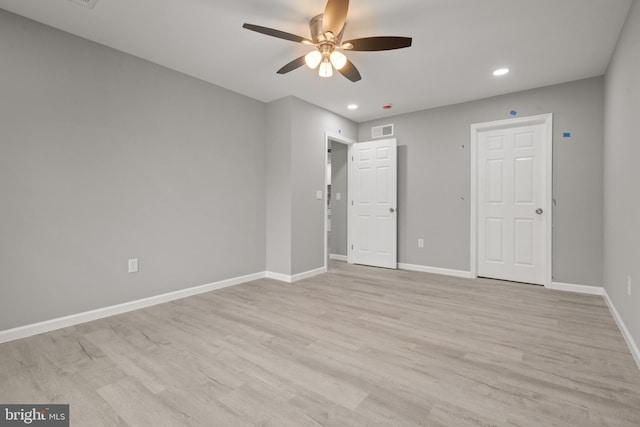 1500A Embassy, Harrisburg, PA 17109 - unfurnished bedroom with light wood-style floors, baseboards, recessed lighting, and a ceiling fan