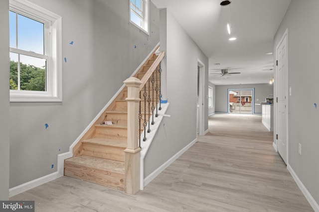 1500A Embassy, Harrisburg, PA 17109 - stairway featuring healthy amount of natural light, wood finished floors, baseboards, and recessed lighting