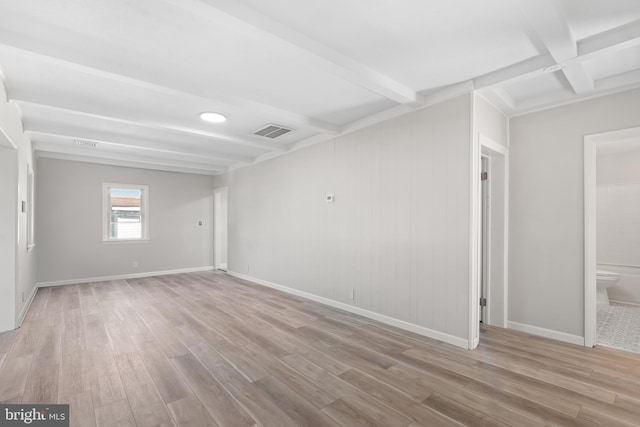 341 Ives Ave, Penns Grove, NJ 08069 - empty room featuring wood finished floors, beamed ceiling, baseboards, and coffered ceiling