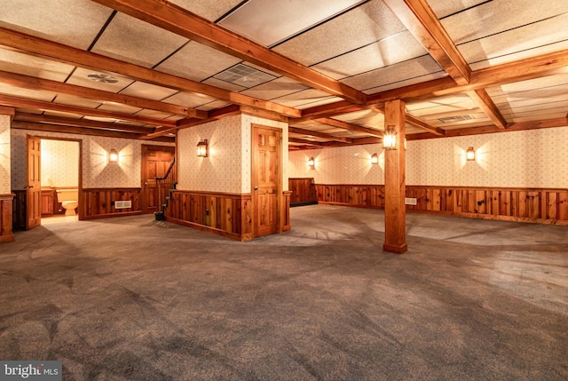 4 Apple Tree Ln, Hummelstown, PA 17036 - finished below grade area featuring wallpapered walls, a wainscoted wall, and carpet floors
