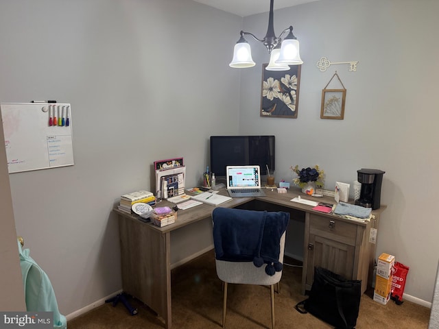 441 Tomlinson Rd Unit E18, Philadelphia, PA 19116 - carpeted office space featuring baseboards and a chandelier