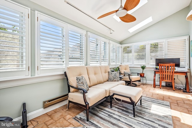 2006 N Bancroft Pkwy, Wilmington, DE 19806 - sunroom / solarium featuring a skylight, healthy amount of natural light, baseboards, and vaulted ceiling