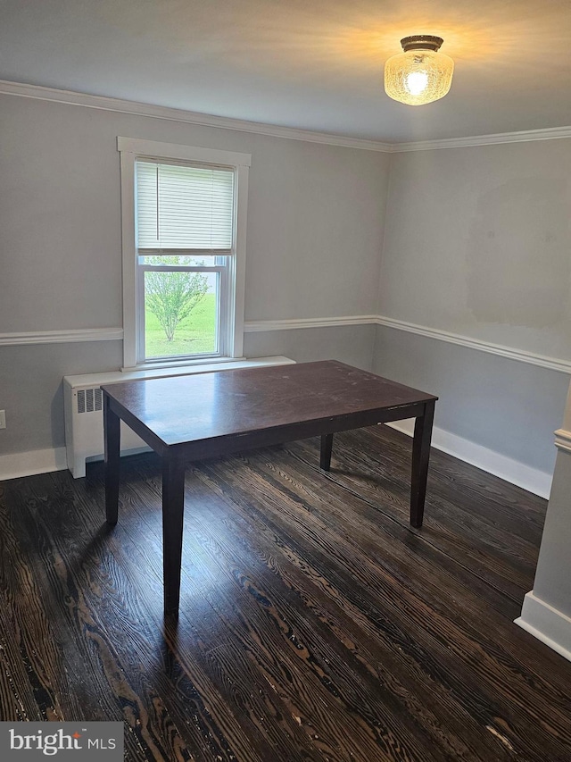 10992 Roxbury Rd, Orrstown, PA 17244 - unfurnished dining area with wood finished floors, ornamental molding, and baseboards