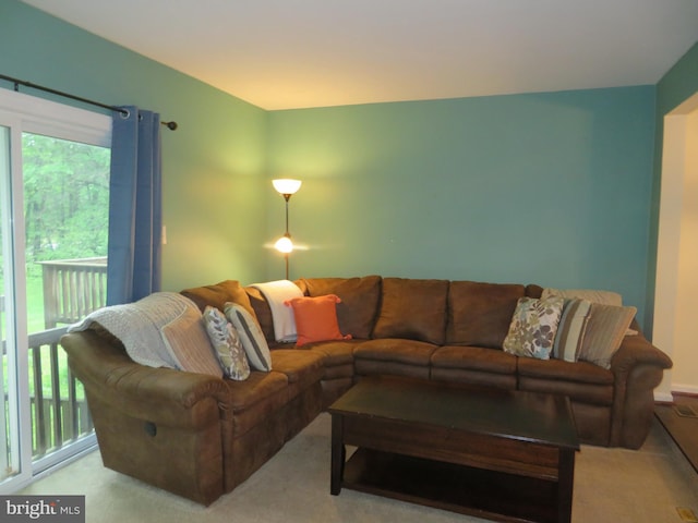 carpeted living area with plenty of natural light