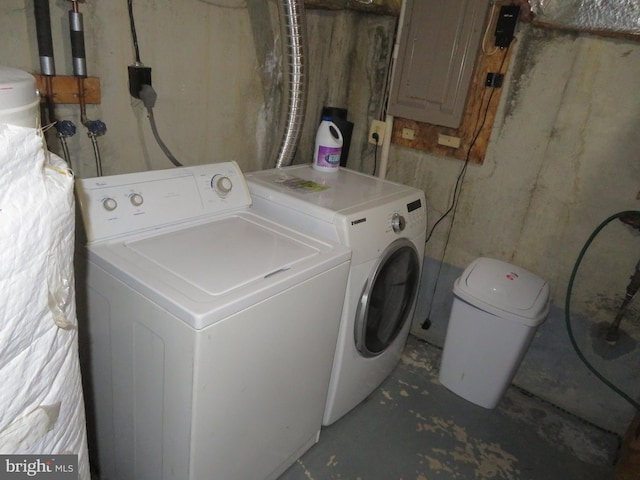 laundry area featuring separate washer and dryer and electric panel