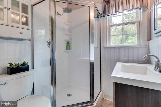 3663 Trinity, Alexandria, VA 22304 - bathroom with a shower stall, plenty of natural light, toilet, and vanity
