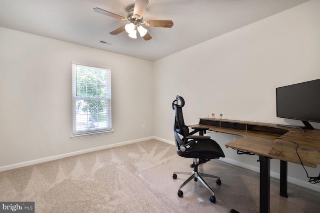 1839 Disney Estates Cir, Severn, MD 21144 - carpeted office space with baseboards and ceiling fan