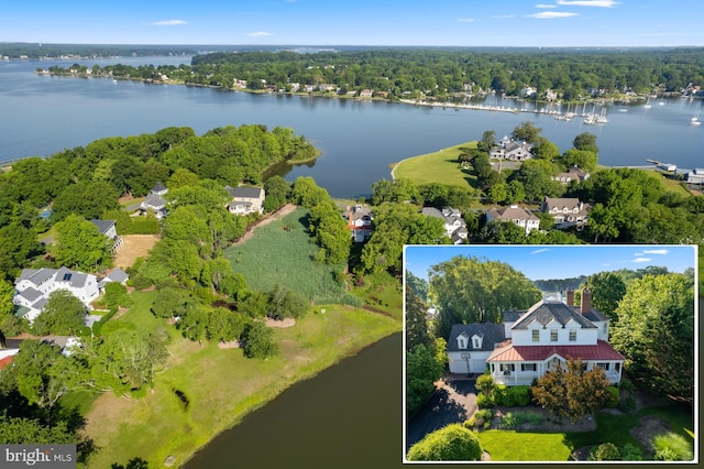 1241 Cherry Tree Ln, Annapolis, MD 21403 - aerial view of a large body of water and a heavily wooded area