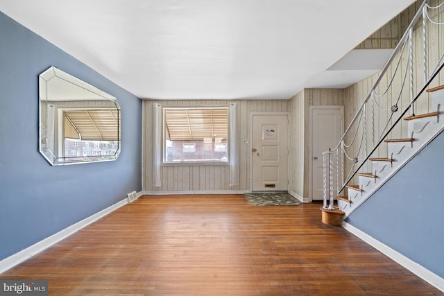 6602 Revere St, Philadelphia, PA 19149 - entryway with wood finished floors, baseboards, and stairway