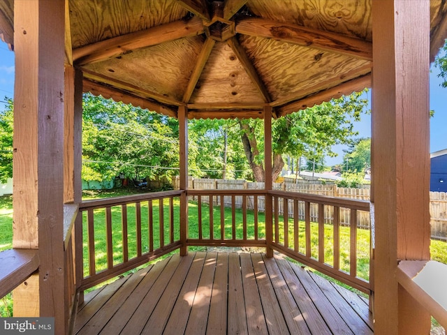 wooden deck with a gazebo
