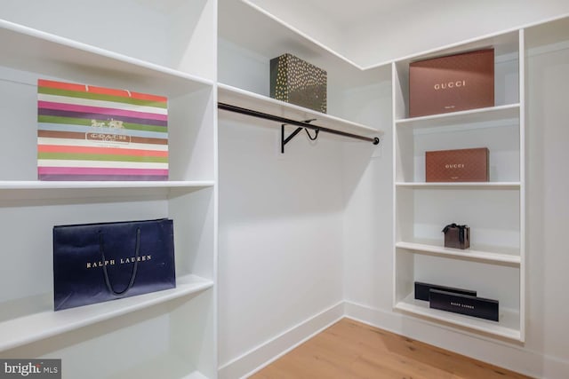 walk in closet featuring wood finished floors