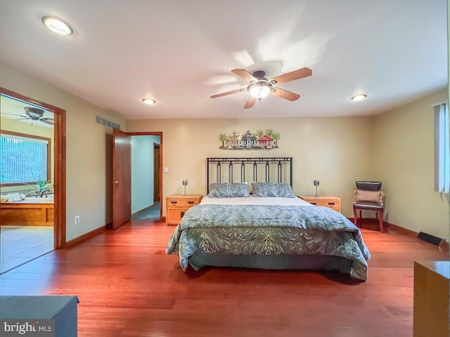 500 Newport Cir, Langhorne, PA 19053 - bedroom featuring wood finished floors, baseboards, recessed lighting, ceiling fan, and multiple windows