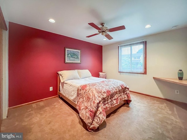 500 Newport Cir, Langhorne, PA 19053 - bedroom featuring carpet, recessed lighting, baseboards, and a ceiling fan