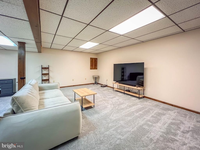 500 Newport Cir, Langhorne, PA 19053 - carpeted living area with a drop ceiling and baseboards