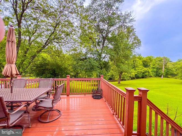 500 Newport Cir, Langhorne, PA 19053 - deck featuring a lawn, outdoor dining space, and view of wooded area