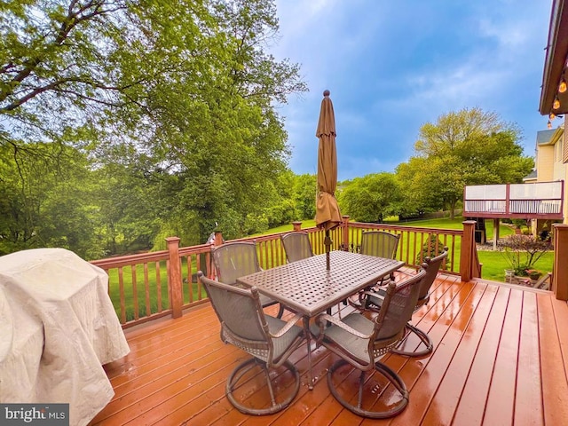 500 Newport Cir, Langhorne, PA 19053 - wooden deck with outdoor dining space and a yard
