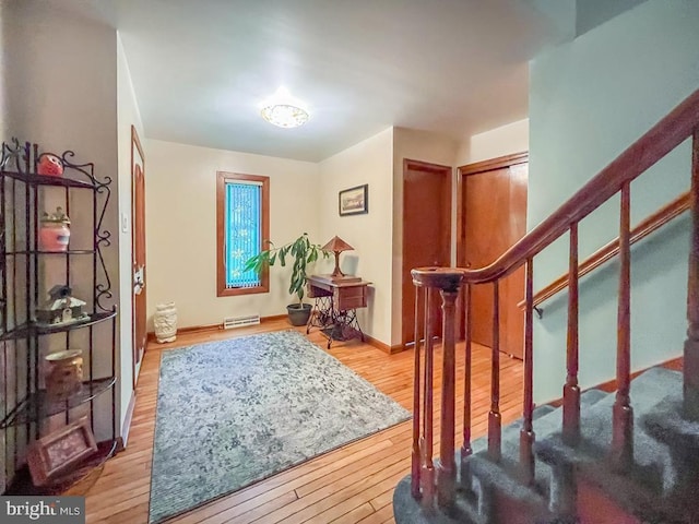 500 Newport Cir, Langhorne, PA 19053 - entrance foyer with wood finished floors, stairs, and baseboards
