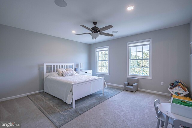 232 Cobblestone Ln, Bethlehem, PA 18020 - carpeted bedroom with baseboards, recessed lighting, and ceiling fan