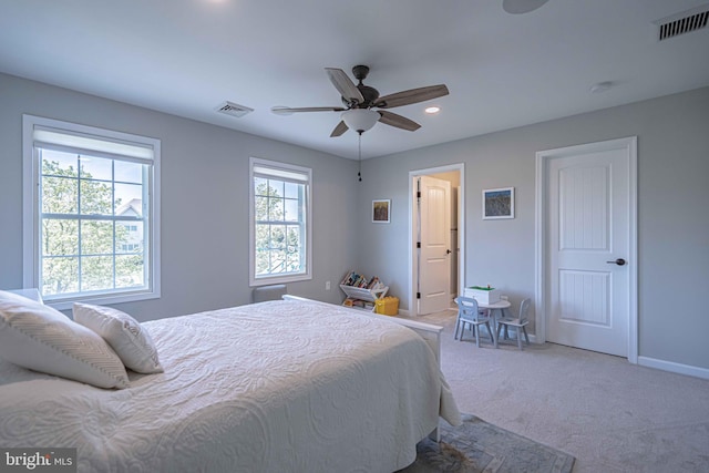 232 Cobblestone Ln, Bethlehem, PA 18020 - bedroom featuring recessed lighting, baseboards, carpet, and a ceiling fan