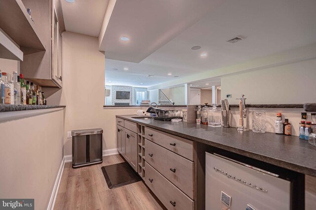 232 Cobblestone Ln, Bethlehem, PA 18020 - indoor dry bar with light wood finished floors, recessed lighting, and baseboards