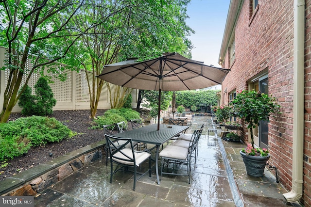 view of patio / terrace featuring outdoor dining space and a fenced backyard