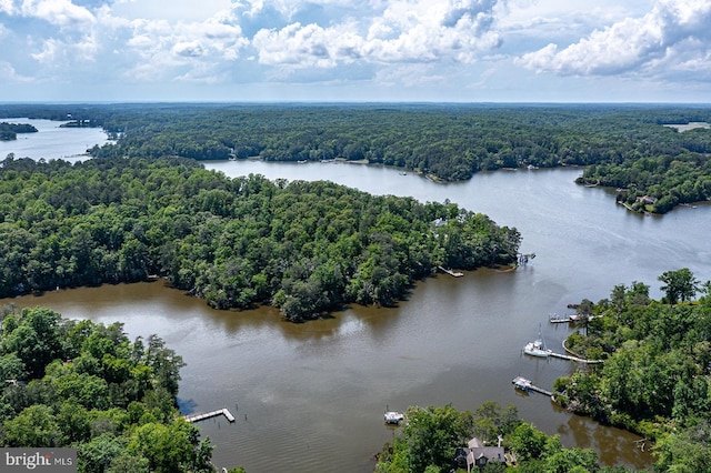 109 Kingfisher Cir, Weems, VA 22576 - aerial view of a heavily wooded area and a large body of water