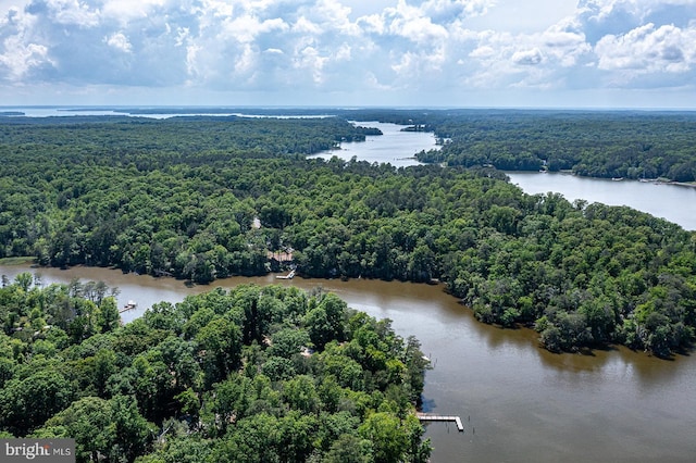 109 Kingfisher Cir, Weems, VA 22576 - aerial view of a heavily wooded area and a nearby body of water