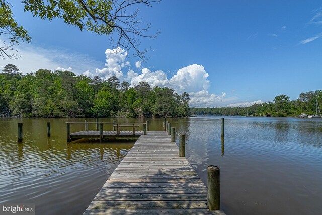 109 Kingfisher Cir, Weems, VA 22576 - dock area with a water view and a wooded view