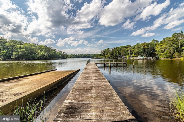 109 Kingfisher Cir, Weems, VA 22576 - dock area with a water view and a wooded view