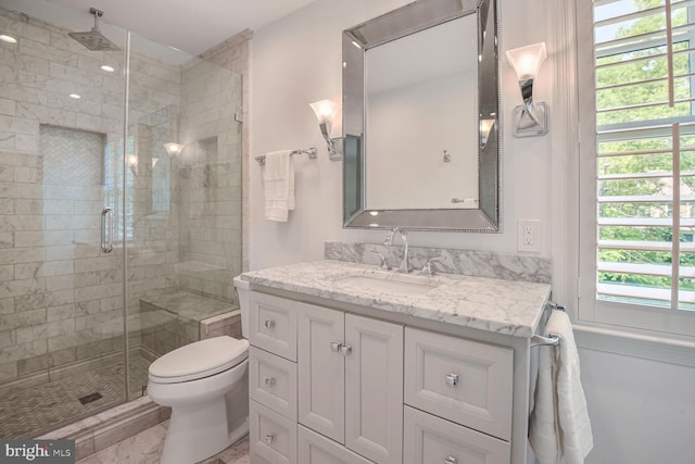 4701 Fort Sumner Dr, Bethesda, MD 20816 - bathroom featuring healthy amount of natural light, vanity, a stall shower, and toilet