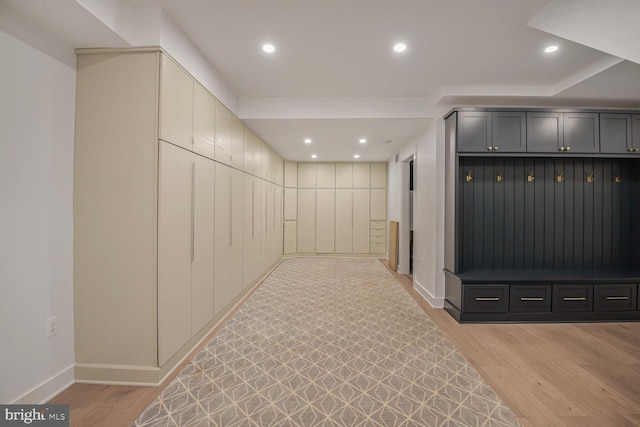 4701 Fort Sumner Dr, Bethesda, MD 20816 - corridor featuring light wood-type flooring, baseboards, and recessed lighting