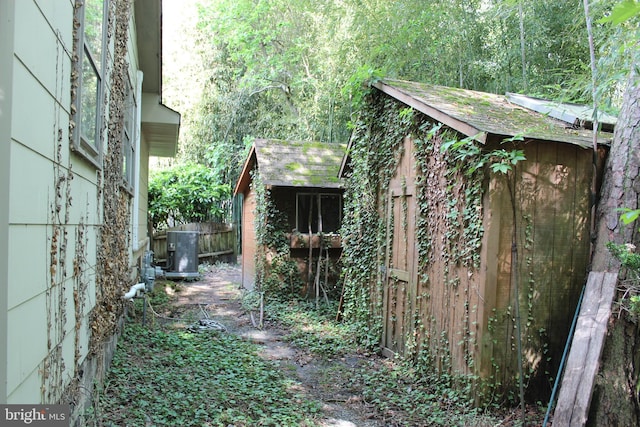 view of shed with cooling unit