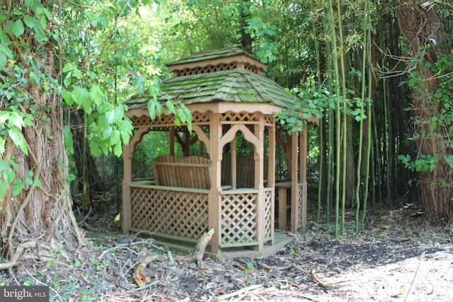 view of outdoor structure featuring a gazebo