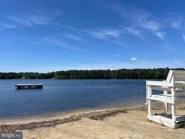 water view featuring a heavily wooded area