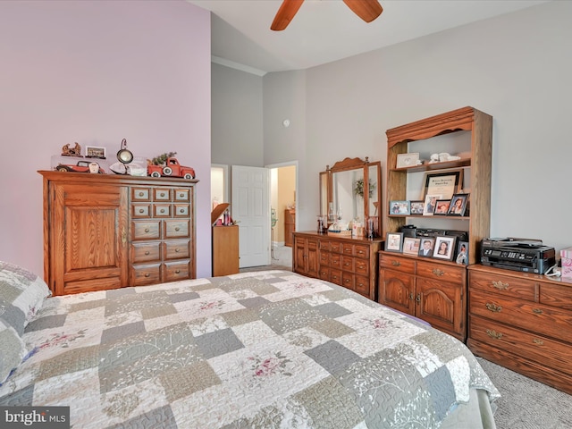 7705 Forney Way, Harrisburg, PA 17112 - carpeted bedroom featuring a ceiling fan and a high ceiling