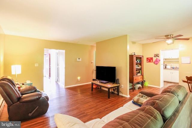 415 Garnet Dr, Burlington, NJ 08016 - living room featuring wood finished floors, baseboards, and a ceiling fan