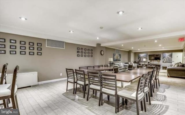 1900 Lyttonsville Rd Unit 216, Silver Spring, MD 20910 - dining area featuring light wood finished floors, recessed lighting, and baseboards