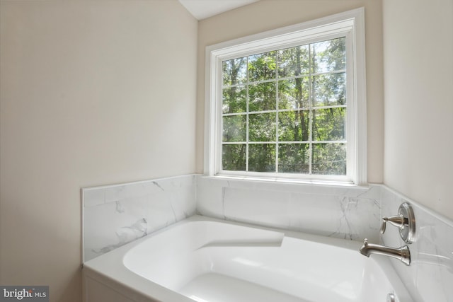 bathroom featuring plenty of natural light and a garden tub