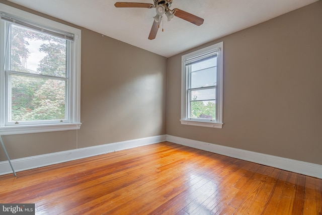 116 Price St, West Chester, PA 19382 - spare room with light wood finished floors, baseboards, vaulted ceiling, and a ceiling fan