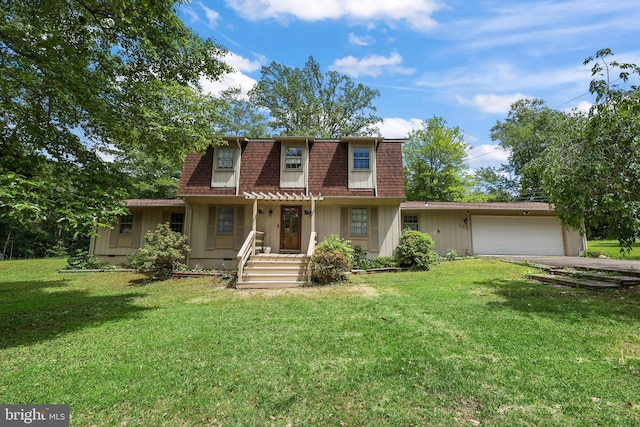 120 Appleview Ct, Locust Grove, VA 22508 - front facade featuring an attached garage, a front lawn, concrete driveway, roof with shingles, and mansard roof